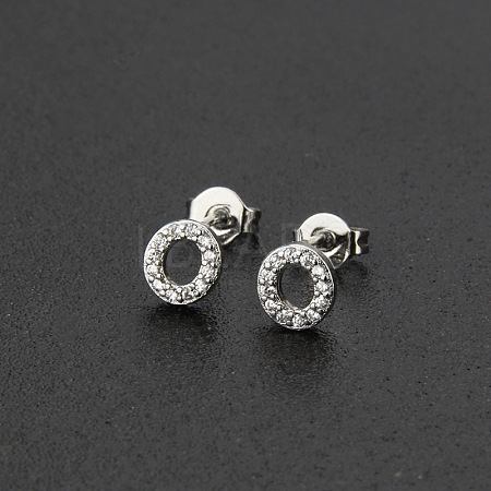 Brass Micro Pave Clear Cubic Zirconia Stud Earrings FS-WGC2F12-15-1