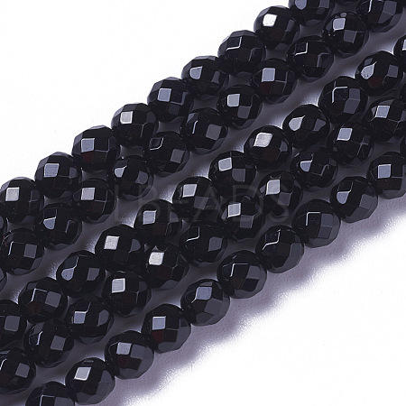 Natural Dyed & Heated Black Onyx Beads Strands X-G-F596-28-3mm-1