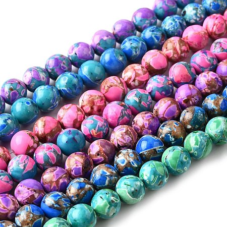 Dyed Natural Magnesite Beads Strands G-L617-D01-8mm-1