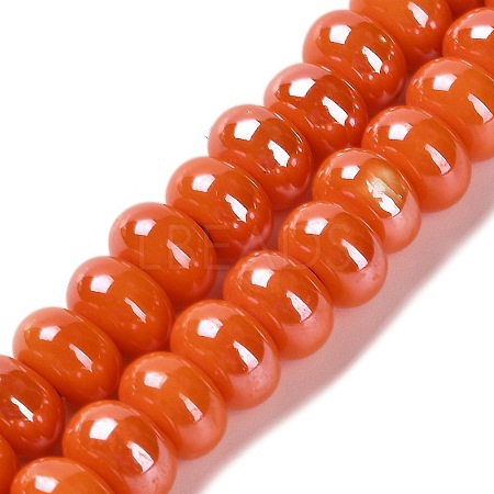Glazed Porcelain Rondelle Beads PORC-Q001-01B-1