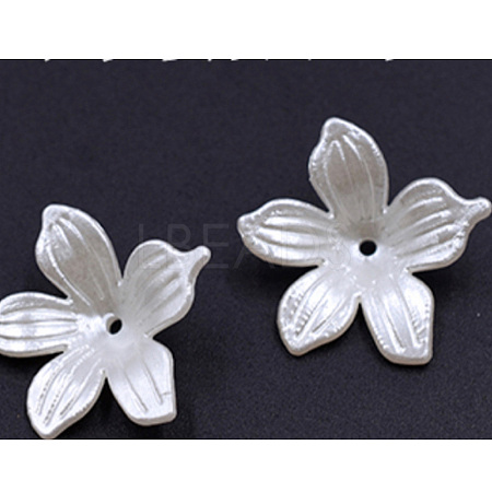 5-Petal ABS Plastic Imitation Pearl Acrylic Bead Caps OACR-ZX006-13-1