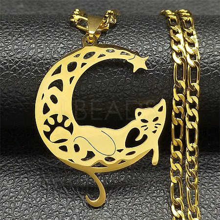 304 Stainless Steel Necklaces NJEW-Q338-07G-1