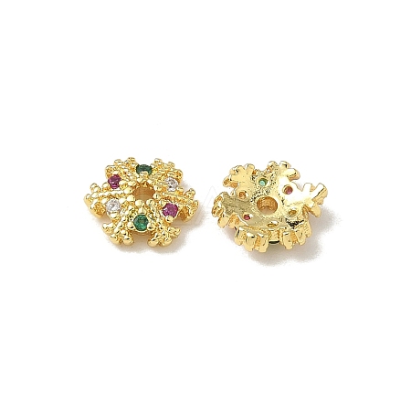 Brass Micro Pave Colorful Cubic Zirconia Bead Caps KK-K293-67G-1