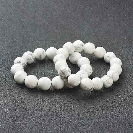 Natural Howlite Beaded Stretch Bracelets BJEW-D446-C-03-1