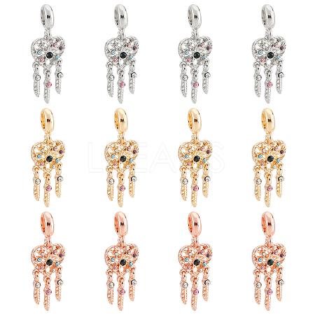 SUPERFINDINGS 12Pcs 3 Colors Rack Plating Alloy European Dangle Charms MPDL-FH0001-05-1