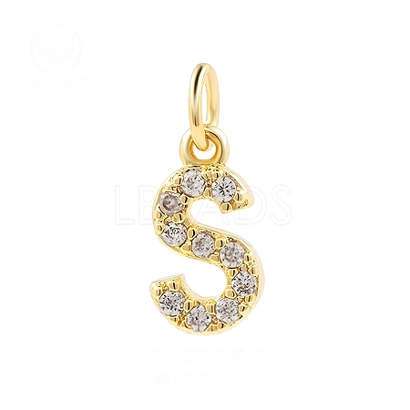 Brass Cubic Zirconia Pendants with Jump Rings FIND-PW0024-09S-1