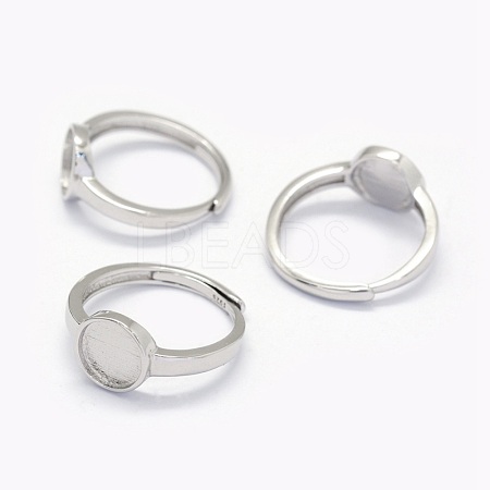 Anti-Tarnish Rhodium Plated 925 Sterling Silver Finger Ring Components STER-E061-01C-P-1