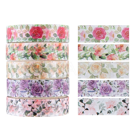 5 Volumes of Fresh Flower Hot Stamping and Paper Tape Set DIY Student Diary Material Border Decoration Stickers Wholesale PW-WG213C8-01-1