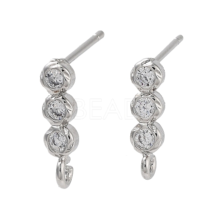 Brass Micro Pave Cubic Zirconia Studs Earring Findings KK-K364-08P-1