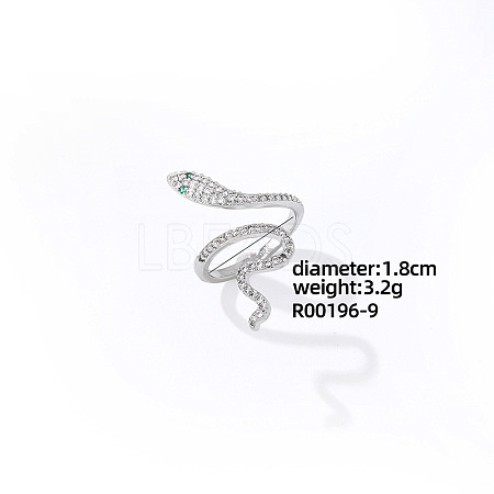 Snake Platinum Brass Cuff Ring CL6952-4-1