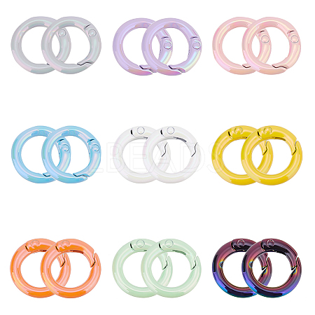   18Pcs 9 Colors Zinc Alloy Spring Gate Rings FIND-PH0010-74-1