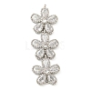 Brass Pave Clear Cubic Zirconia Three Flower Links Connector Charms X-KK-P277-51P-1