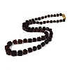 Natural Bloody Amber Nuggets Graduated Beaded Necklaces with Brass Clasps & Seed Beads NJEW-N064-06-2