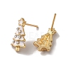 Enamel Christmas Tree Alloy Glass Rhinestone Stud Earrings for Women EJEW-E284-04LG-2
