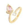 Flower Brass Micro Pave Cubic Zirconia Cuff Open Rings for Women CU-CBA0A21-06A-G-4