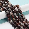 Natural Mexican Red Laguna Lace Agate Round Beads Strands G-NH0005-A31-02-2