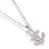 Brass Micro Pave Cubic Zirconia Pendant Necklaces NJEW-I230-09-3