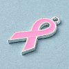 Breast Cancer Pink Awareness Ribbon Theme Alloy Enamel Pendants X-ENAM-A147-01L-2