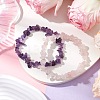 2Pcs 2 Style Natural Rose Quartz & Amethyst Chips Beaded Stretch Bracelets Set BJEW-JB11088-2