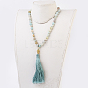 Natural Amazonite Buddha Mala Beads Necklaces NJEW-JN02129-03-4