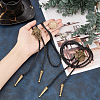 2Pcs 2 Style Wolf Head & Flat Round with Ox-head Laria Necklaces for Men Women NJEW-GF0001-05-3