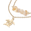 Natural Citrine Chips Beaded & Turtle Charms Double Layer Multi-strand Bracelet AJEW-AN00511-05-2