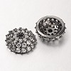 Apetalous Half Round/Dome Brass Micro Pave Cubic Zirconia Bead Caps ZIRC-D062-B-1
