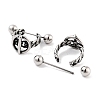 316 Surgical Stainless Steel Shield Barbell Hoop Earrings EJEW-Z050-54AS-2