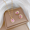 Brass Micro Pave Cubic Zirconia Pendant Necklace & Stud Earrings WG7AC39-92-1