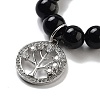 Natural Obsidian Round Beaded Chakra Stretch Bracelets BJEW-K251-01F-3