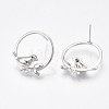 Brass Cubic Zirconia Stud Earring Findings KK-S350-421P-2