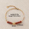 Synthetic Goldstone Hexagon Heishi Beads & 304 Stainless Steel Paperclip Chain Bracelets for Women SG1071-1-2