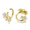 Rack Plating Flower Brass Cuff Earrings EJEW-H016-33G-01-2
