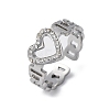 304 Stainless Steel with Rhinestone Adjustable Cuff Rings RJEW-Q020-16P-2