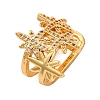 Rack Plating Star Brass Micro Pave Clear Cubic Zirconia Cuff Earrings for Women EJEW-C125-30G-4