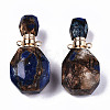 Assembled Synthetic Bronzite and Lapis Lazuli Openable Perfume Bottle Pendants G-S366-060A-2
