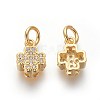 Brass Micro Pave Cubic Zirconia Charms ZIRC-J021-11G-RS-2