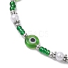 Handmade Evil Eye Lampwork & Glass Seed Beaded Anklets AJEW-AN00573-5