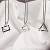 304 Stainless Steel Triangle & Rhombus Pendant Necklace with Box Chains JN1045B-4