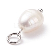 Grade B Natural Cultured Freshwater Pearl Charms PALLOY-JF01497-02-4