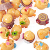 18Pcs 6 Styles Resin Chick & Stump with Mushroom Ornaments DJEW-TA0001-41-3