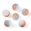 Frosted Baking Paint Crackle Glass Beads with Glitter Powder DGLA-T004-01B-1