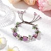 Electroplated Natural Lavender Amethyst Chip Bead Braided Bead Bracelets for Women BJEW-TA00610-02-1