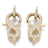 Brass Micro Pave Clear Cubic Zirconia Lobster Claw Clasps ZIRC-S066-023-NF-2