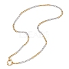 Two Tone 4MM 304 Stainless Steel Cuban Link Chain Necklaces with Spring Ring Clasps NJEW-JN05707-4