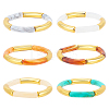 ANATTASOUL 6Pcs 6 Colors Acrylic Curved Tube Beaded Stretch Braceles Set for Women BJEW-AN0001-53-1