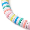 Rainbow Color Disc Handmade Polymer Clay Beaded Stretch Bracelets for Women BJEW-JB10353-01-3