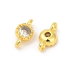 Brass Cubic Zirconia Flat Round Connector Charms KK-H204-02G-04-2