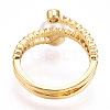 Natural Pearl Double Lines Finger Ring with Rhinestone PEAR-N020-06J-3