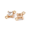 Brass Pave Glass Rhombus Links Connector Charms GLAA-Q088-001E-2